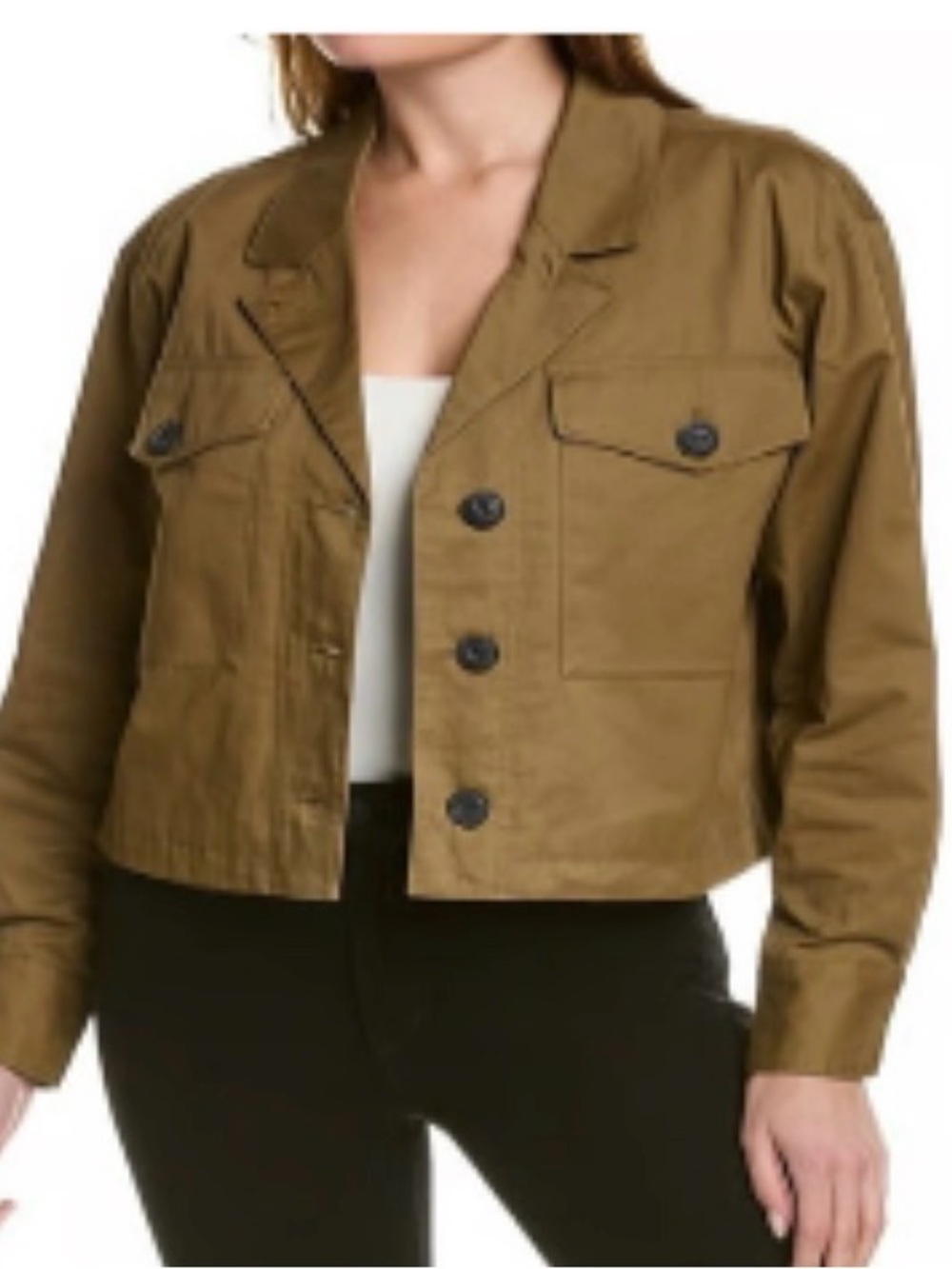 Rag & Bone Jessie Cotton Shirt Jacket in Dark Khaki Size L Shacket Pockets